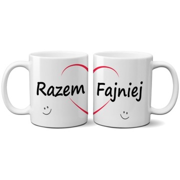 Zestaw kubków z nadrukiem - RAZEM FAJNIEJ