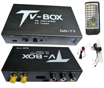 TUNER CYFROWY SAMOCHODOWY TV DVB-T2 H.265 HEVC DEKODER TELEWIZYJNY HDMI 12V