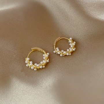 2PCS/Set Fashion Gold Color Hoop Earrings for