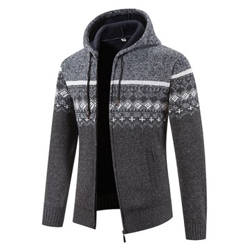 New Winter Fleece Men Sweater Cardigan Hooded Knit