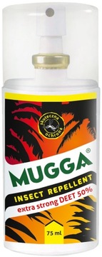 Mugga Strong спрей 50% ДЭТА 75 мл средство от комаров и клещей ОРИГИНАЛ