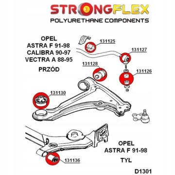 КОМПЛЕКТ ПОДВЕСКИ OPEL ASTRA F. КОМПЛЕКТ ПОЛИУРЕТАНОВЫХ ВТУЛОК