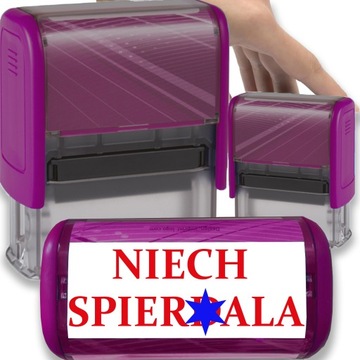 PIECZĄTKA FIOLETOWA AUTOMATYCZNA NAPIS NIECH SPIERD*** GADŻET NA PREZENT