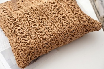 ЖЕНСКАЯ СОЛОМНАЯ СУМКА, ЛЕГКАЯ СУМКА НА ПЛЕЧЕ, БЕЖЕВЫЙ БОХО