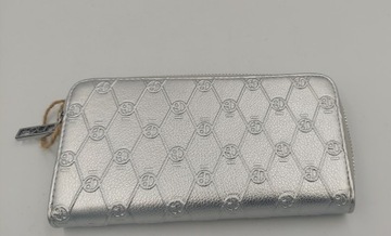 Portfel damski nobo NPUR-N0130-C022 srebrny ekoskóra duży pojemny na suwak