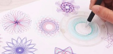 НАБОР ТВОРЧЕСКИХ СПИРОГРАФОВ ДЛЯ РИСОВАНИЯ УЗОРОВ XXL ШАБЛОНЫ РУЧКИ КАРТОЧКИ