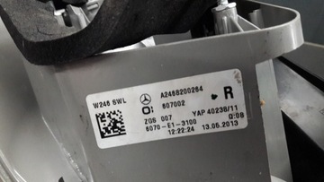 A2468200264 SVĚTLO PRAVÝ ZADNÍ MERCEDES B TŘÍDA W246 14R POŠKOZENÁ