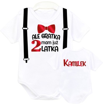 Body kr rękaw ALE GRATKA 2 latka SZELKI IMIĘ r. 98