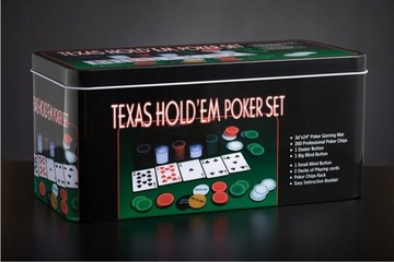 Набор для игры в покер «Блэкджек Техасский Холдем», 200 фишек, 2 колоды, коврик для игровых карт