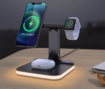 15W Indukcyjna Stacja ładowania 3w1 do Telefonu Słuchawek i Smartwatcha