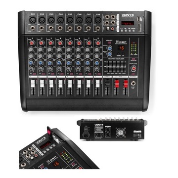 Powermikser 8-kanałowy DSP BT SD USB MP3 AM8A