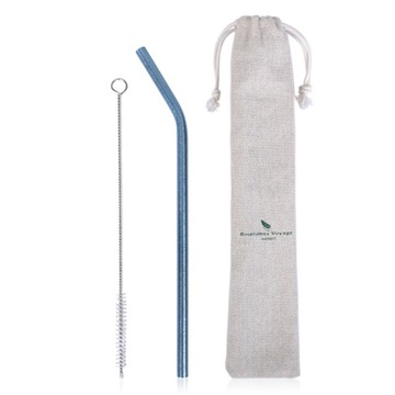 Ti1019T Blue-1pc Boundless Voyage tytanowa słomka