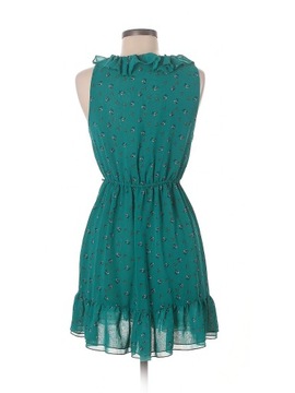 H&M sukienka falbany wzór kwiaty tiulowa zielona retro