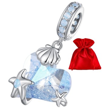 G643 Serce muszla rozgwiazda srebrny charms zawies
