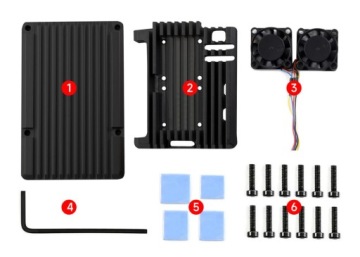 Алюминиевый корпус для Raspberry Pi 5 с двумя вентиляторами охлаждения
