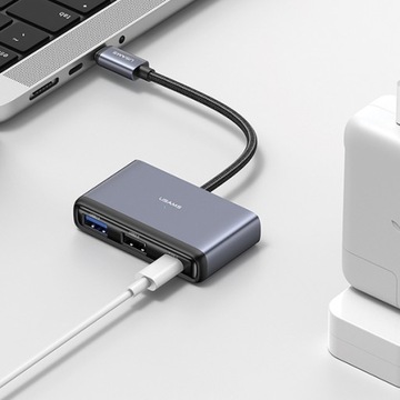 Адаптер USAMS HUB 5in1 USB 2.0/USB 3.0/ USB-C/TF/SD серый/