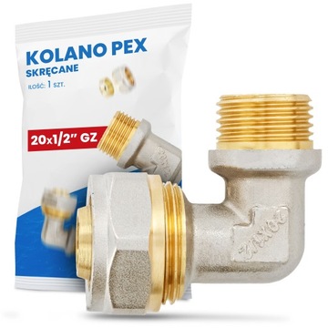 KOLANO PEX SKRĘCANE 20x1/2 GZ ZŁĄCZKA ŁĄCZNIK RUR KOLANKO MOSIĘŻNE SKRĘTNE
