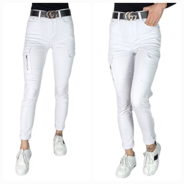 SPODNIE BOJÓWKI BIAŁE PLUS SIZE ROZMIAR 40/L