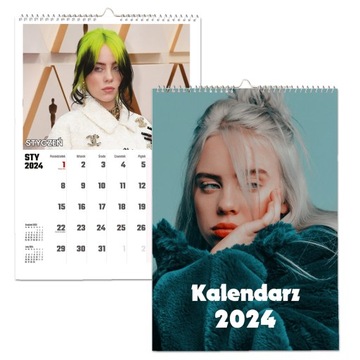 KALENDARZ ŚCIENNY NA ROK 2024 BILLIE EILISH PREZENT WIELOPLANSZOWY A4