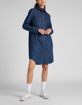 LEE SHIRT DRESS DAMSKA SUKIENKA JEANSOWA LOGO S