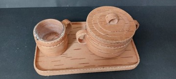 Пробковый столовый сервиз сахарница кувшин для молока поднос