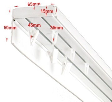 Комплект потолочных направляющих из ПВХ с двойной направляющей 550 см + КРЫШКА