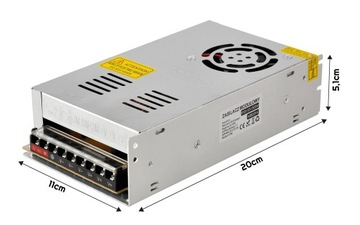 БЛОК ПИТАНИЯ СВЕТОДИОДОВ 12В 300Вт 25А Модульный IP20 ДЛЯ СВЕТОДИОДНЫХ ЛЕНТ СВЕТОДИОДНЫХ ПОЛОС С ВЕНТИЛЯТОРОМ
