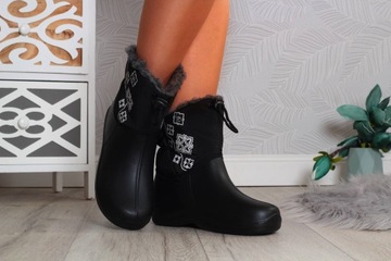 ЧЕРНЫЕ ЖЕНСКИЕ ЗИМНИЕ САПОГИ ДЛЯ СНЕГА ВОДОНЕПРОНИЦАЕМЫЕ УТЕПЛЕННЫЕ WELLINGTONS