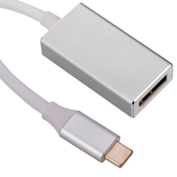 ADAPTER KABEL USB C 3.1 DO DISPLAYPORT SREBRNY