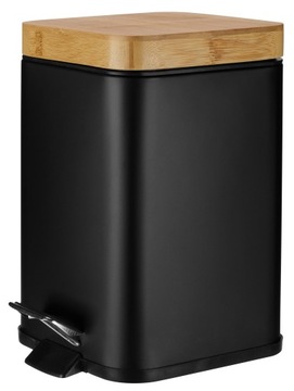 KOSZ VERTO 3L z pedałem CZARNY LOFT METAL+BAMBUS