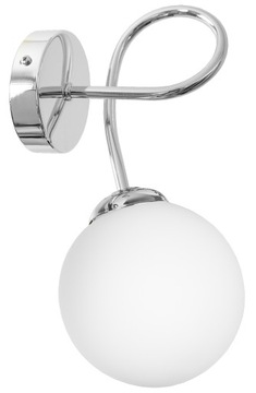 CHROMOWANA LAMPA KINKIET ŚCIENNY SKRĘCONY CHROM BIAŁA SZKLANA KULA LOFT LED