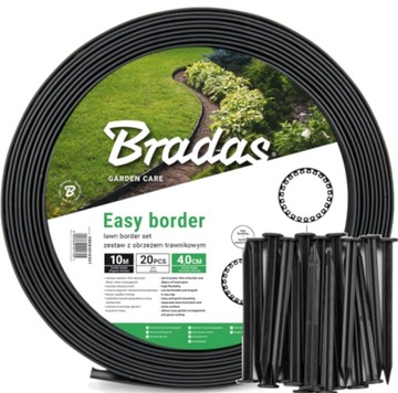 Zestaw obrzeże Trawnikowe EASY BORDER Czarne 4cmx10m + Kotwy OBEB4010SET