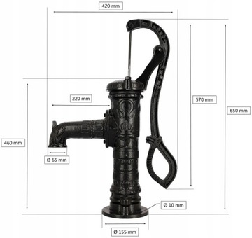 НАСОС АБИССИНСКИЙ ДЕКОРАТИВНЫЙ САДОВЫЙ DELUX ЧЕРНЫЙ + ОСНОВАНИЕ + ШЛАНГ - ВЫСОКОЕ КАЧЕСТВО!