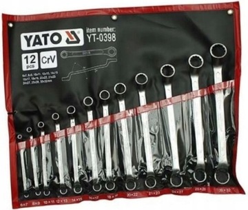 ЯТО КПЛ. КЛЮЧИ НАКИДНЫЕ ИЗОГНУТЫЕ С ПОЛИРОВАННОЙ ГОЛОВКОЙ 6-32ММ 12ШТ YT-0398