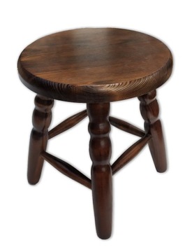 Taboret sosnowy mały okrągły stołek kol. orzech