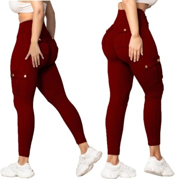 Женские леггинсы для спортзала Scrunchs Bum Cargo с карманами, зеленые, XXL