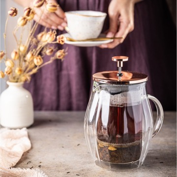 ПОРШНЕВАЯ СТЕКЛЯННАЯ ЗАварочная машина ДЛЯ ЧАЯ/КОФЕ KLAUSBERG 600МЛ ROSEGOLD GOLD