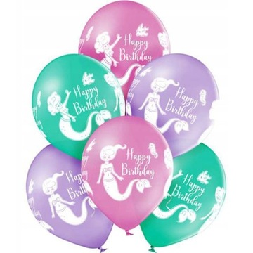 Balony SYRENKA syrena MERMAID pastel mix 6 szt solenizant przyjęcie