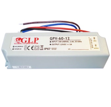 Zasilacz do LED Napięciowy 12V 60W 5A WODOODPORNY