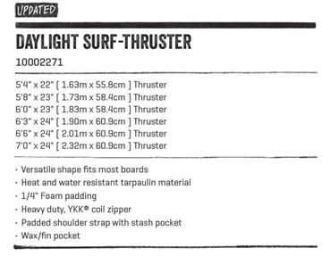Чехол для кайта Dakine Surf Daylight Hybrid 6 футов 0 дюймов — Surf НОВИНКА