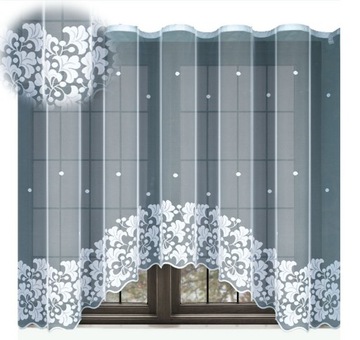 Firanka klasyczna z taśmą żakard 160x400 cm biała