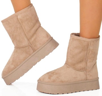 ŚNIEGOWCE BEŻOWE OCIEPLANE BOTKI PLATFORMA WYSOKIE 40