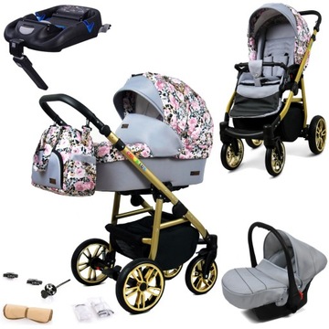 RAF-POL WÓZEK COLORLUX 4w1 ECO SKÓRA + BAZA ISOFIX
