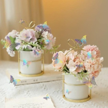 Бабочка Серебряная голограмма 3D наклейки на стену в виде бабочки для свадебного приема