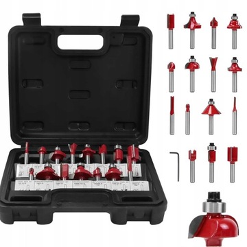 НАБОР ИЗ 15 ФРЕЗ ДЛЯ ДЕРЕВА 1/4 ФРЕЗЫ