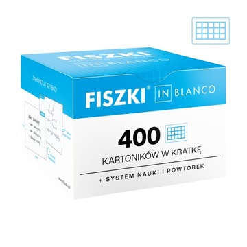 Czyste FISZKI IN BLANCO MAX (DUŻE) 400 sztuk – białe kartoniki w kratkę