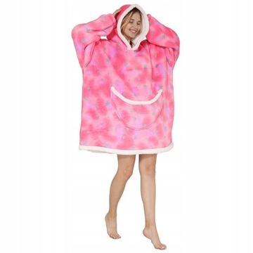 para piżama BLUZA KOC CIEPŁA OVERSIZE Z KAPTUREM
