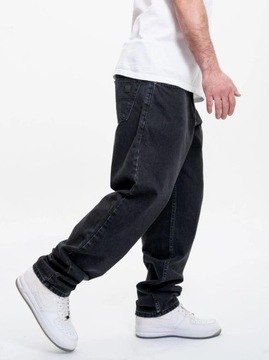 SZEROKIE Spodnie Jeansowe MĘSKIE BAGGY Sprane Czarne Jigga Wear Icon 5XL
