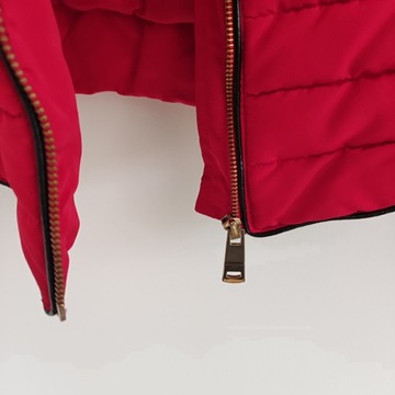 40 ZARA kurtka pikowana red ocieplana kaptur puchowa minimalizm czerwień