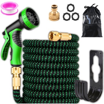 ГИБКИЙ САДОВЫЙ ШЛАНГ 15м + СОЕДИНИТЕЛИ + ПИСТОЛЕТ Премиум-ручка